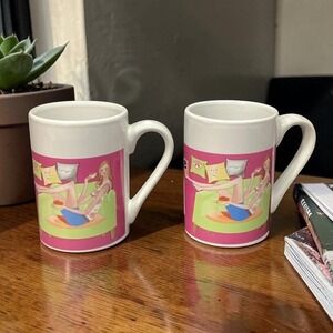 Royal Norfolk Girl Time Coffee Cups, Set of 2, Vintage Inspired Mugs, Drinkware